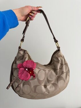 vintage Coach Optic Canvas Hobo Shoulder Bag